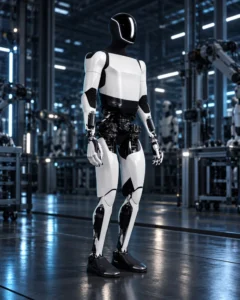 Tesla Optimus humanoid robot — RoviVox editorial illustration